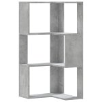 Vidaxl biblioth�que d'angle � 3 niveaux gris b�ton bois d'ing�nierie
