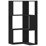 Vidaxl bibliothque d'angle  3 niveaux noir bois d'ingnierie