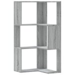 Vidaxl bibliothque d'angle  3 niveaux sonoma gris bois d'ingnierie
