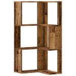 Vidaxl biblioth�que d'angle � 3 niveaux vieux bois bois d'ing�nierie