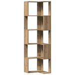 Vidaxl bibliothque d'angle 5 niveaux chne artisanal bois ingnierie