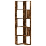 Vidaxl biblioth�que d'angle � 5 niveaux ch�ne fum� bois d'ing�nierie