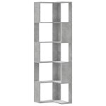 Vidaxl biblioth�que d'angle � 5 niveaux gris b�ton bois d'ing�nierie