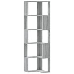 Vidaxl bibliothque d'angle  5 niveaux sonoma gris bois d'ingnierie