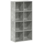 Vidaxl biblioth�que / buffet gris b�ton 66x30x130 cm bois d?ing�nierie