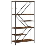 Vidaxl bibliothque chne fum 91x36x176 cm bois ingnierie et acier