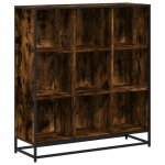 Vidaxl biblioth�que ch�ne fum� 97, 5x33x107, 5cm bois d'ing�nierie m�tal