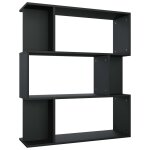 Vidaxl biblioth�que / cloison noir 80x24x96 cm cm bois d'ing�nierie