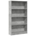 Vidaxl biblioth�que gris b�ton 80x24x143 cm bois d'ing�nierie