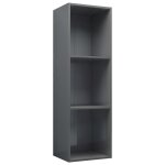Vidaxl bibliothque / meuble tv gris brillant bois d?ingnierie