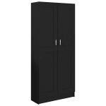 Vidaxl bibliothque noir 82, 5x30, 5x185, 5 cm bois d'ingnierie