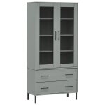 Vidaxl biblioth�que avec pieds en m�tal gris 85x35x172, 5 cm bois oslo