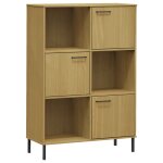 Vidaxl bibliothque avec pieds en mtal marron 90x35x128, 5cm bois oslo