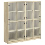 Vidaxl biblioth�que avec portes ch�ne sonoma 136x37x142 cm