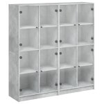 Vidaxl bibliothque avec portes gris bton 136x37x142 cm