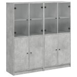 Vidaxl bibliothque avec portes gris bton 136x37x142 cm
