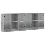Vidaxl biblioth�que avec portes gris b�ton 204x37x75 cm