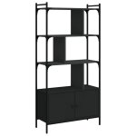 Vidaxl bibliothque avec portes noir 76, 5x30x154, 5cm bois d'ingnierie