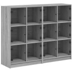 Vidaxl bibliothque avec portes sonoma gris 136x37x109 cm