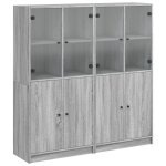 Vidaxl biblioth�que avec portes sonoma gris 136x37x142 cm