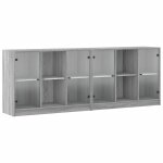 Vidaxl biblioth�que avec portes sonoma gris 204x37x75 cm