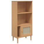 Vidaxl biblioth�que senja aspect de rotin marron bois massif de pin