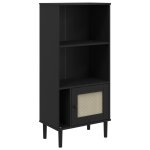 Vidaxl biblioth�que senja aspect de rotin noir bois massif de pin