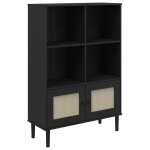 Vidaxl biblioth�que senja aspect de rotin noir bois massif de pin