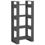 Vidaxl bibliothque / sparateur de pice gris 60x35x125 cm bois massif