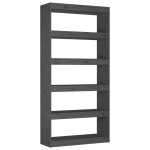 Vidaxl bibliothque / sparateur de pice gris 80x30x167, 4 cm pin massif