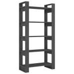 Vidaxl bibliothque / sparateur de pice gris 80x35x160 cm bois massif