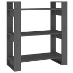 Vidaxl biblioth�que / s�parateur de pi�ce gris 80x35x91 cm pin solide