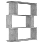 Vidaxl biblioth�que / s�parateur de pi�ce gris b�ton bois d?ing�nierie