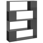 Vidaxl bibliothque / sparateur de pice gris brillant 100x24x124 cm