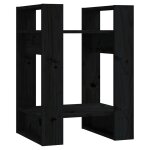 Vidaxl bibliothque / sparateur de pice noir 41x35x57 cm pin massif
