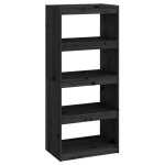 Vidaxl biblioth�que / s�parateur de pi�ce noir 60x30x135, 5 cm pin massif