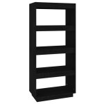 Vidaxl bibliothque / sparateur de pice noir 60x35x135 cm pin massif
