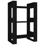 Vidaxl biblioth�que / s�parateur de pi�ce noir 60x35x91 cm pin massif