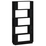 Vidaxl bibliothque / sparateur de pice noir 80x25x163, 5 cm pin massif