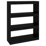Vidaxl bibliothque / sparateur de pice noir 80x30x103, 5 cm pin massif
