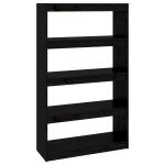 Vidaxl biblioth�que / s�parateur de pi�ce noir 80x30x135, 5 cm pin massif
