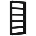 Vidaxl biblioth�que / s�parateur de pi�ce noir 80x30x167, 4 cm pin massif