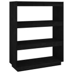 Vidaxl biblioth�que / s�parateur de pi�ce noir 80x35x103 cm pin massif