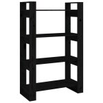 Vidaxl bibliothque / sparateur de pice noir 80x35x125 cm pin massif