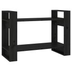 Vidaxl bibliothque / sparateur de pice noir 80x35x56, 5 cm pin massif