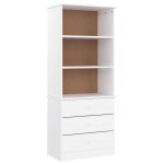 Vidaxl biblioth�que et tiroirs alta blanc 60x35x142 cm bois massif pin