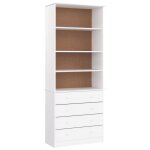 Vidaxl biblioth�que tiroirs alta blanc 77x35x186, 5cm bois massif pin