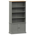 Vidaxl bibliothque vigo gris 85x35x170 cm bois massif de pin