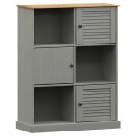 Vidaxl biblioth�que vigo gris 90x35x114, 5 cm bois massif de pin