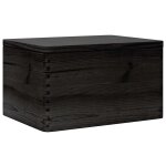 Vidaxl bote en bois avec couvercle noir 40x30x23cm bois de pin massif